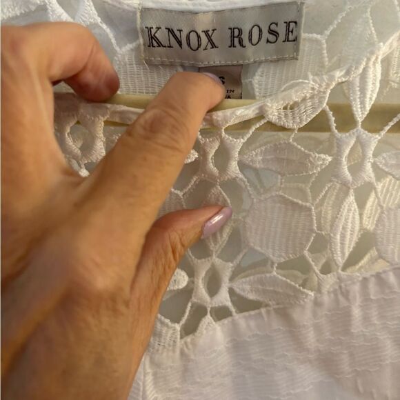 Knox Rose White Cotton Embroidered Lace Sleeveless Dress sz Small - Picture 9 of 9